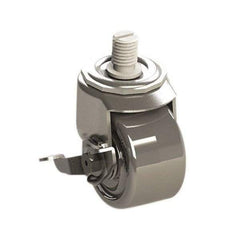 E.R. Wagner - 3" Diam x 1-3/4" Wide x 3-3/4" OAH Stem Mount Swivel Caster with Brake - Phenolic, 500 Lb Capacity, Roller Bearing, 3/4-10 x 1" Threaded Stem - Apex Tool & Supply