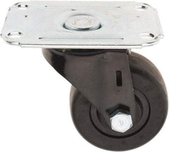 E.R. Wagner - 2-1/2" Diam x 1-1/4" Wide x 3-7/16" OAH Top Plate Mount Swivel Caster - Hard Rubber, 175 Lb Capacity, 2-3/4 x 3-3/4" Plate - Apex Tool & Supply