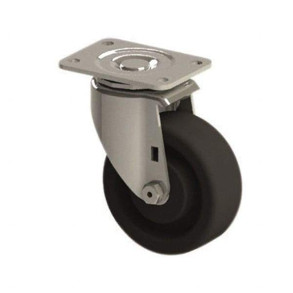 E.R. Wagner - 4" Diam x 1-1/2" Wide x 5-3/8" OAH Top Plate Mount Swivel Caster - Phenolic, 450 Lb Capacity, Roller Bearing, 2-3/4 x 3-3/4" Plate - Apex Tool & Supply