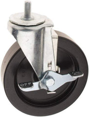 E.R. Wagner - 6" Diam x 1-1/2" Wide x 7-1/4" OAH Stem Mount Swivel Caster with Brake - Polyolefin, 450 Lb Capacity, Plastic Bearing, 1/2-13 x 1" Threaded Stem - Apex Tool & Supply