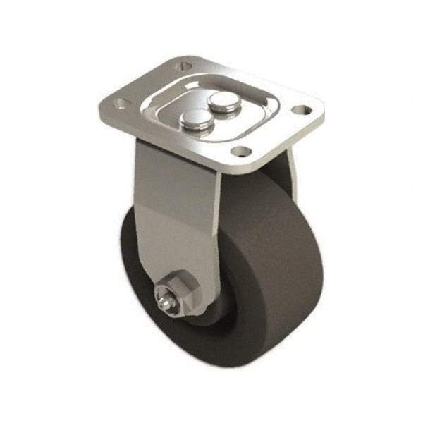 E.R. Wagner - 4" Diam x 2" Wide x 5-5/8" OAH Top Plate Mount Rigid Caster - Polyolefin, 600 Lb Capacity, Roller Bearing, 2-3/4 x 3-3/4" Plate - Apex Tool & Supply