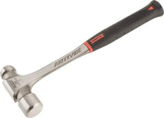 Proto - 2 Lb Head Steel Ball Pein Hammer - 14-3/4" Steel Handle with Grip, 1.61" Face Diam, 14-3/4" OAL, AntiVibe, Molded Textured Rubber Grip - Apex Tool & Supply