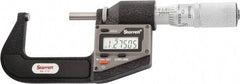 Starrett - 25.4 to 50.8 mm Range, 0.0001" Resolution, Standard Throat, Electronic Outside Micrometer - 0.0001" Accuracy, Friction Thimble, Micro Lapped Carbide Face, CR2450 Battery, Includes 3V Battery - Apex Tool & Supply