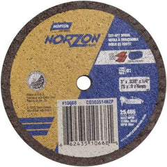 Norton - 3" Ceramic Cutoff Wheel - 0.035" Thick, 1/4" Arbor, Use with Angle Grinders - Apex Tool & Supply