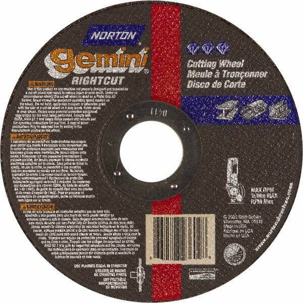 Norton - 7" Aluminum Oxide Cutoff Wheel - 0.045" Thick, 7/8" Arbor, Use with Die Grinders - Apex Tool & Supply