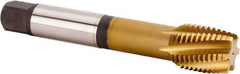 Kennametal - M24x3.00 Metric 5 Flute 6HX Plug Spiral Flute Tap - Powdered Metal, TiCN/TiN Finish, 160mm OAL, Left Hand Flute, Right Hand Thread, Series T620 - Apex Tool & Supply