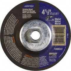 Norton - 24 Grit, 4-1/2" Wheel Diam, 1/4" Wheel Thickness, Type 27 Depressed Center Wheel - Aluminum Oxide - Apex Tool & Supply