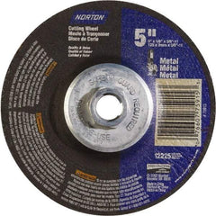 Norton - 24 Grit, 5" Wheel Diam, 5/8" Wheel Thickness, Type 27 Depressed Center Wheel - Aluminum Oxide - Apex Tool & Supply