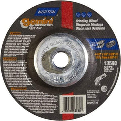 Norton - 24 Grit, 4-1/2" Wheel Diam, 1/4" Wheel Thickness, Type 27 Depressed Center Wheel - Aluminum Oxide - Apex Tool & Supply