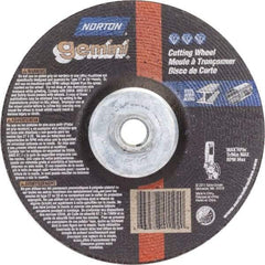 Norton - 36 Grit, 4-1/2" Wheel Diam, 1/8" Wheel Thickness, Type 27 Depressed Center Wheel - Aluminum Oxide, 13,580 Max RPM - Apex Tool & Supply
