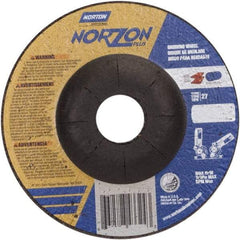 Norton - 24 Grit, 4-1/2" Wheel Diam, 1/8" Wheel Thickness, 7/8" Arbor Hole, Type 27 Depressed Center Wheel - Ceramic, 13,580 Max RPM - Apex Tool & Supply