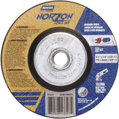 Norton - 24 Grit, 4-1/2" Wheel Diam, 1/4" Wheel Thickness, Type 27 Depressed Center Wheel - Ceramic - Apex Tool & Supply