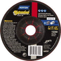 Norton - 36 Grit, 4-1/2" Wheel Diam, 1/8" Wheel Thickness, Type 29 Depressed Center Wheel - Aluminum Oxide - Apex Tool & Supply