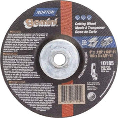 Norton - 36 Grit, 6" Wheel Diam, 1/8" Wheel Thickness, Type 27 Depressed Center Wheel - Aluminum Oxide - Apex Tool & Supply