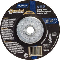 Norton - 36 Grit, 4-1/2" Wheel Diam, 3/32" Wheel Thickness, Type 27 Depressed Center Wheel - Aluminum Oxide - Apex Tool & Supply