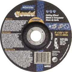 Norton - 36 Grit, 6" Wheel Diam, 3/32" Wheel Thickness, 7/8" Arbor Hole, Type 27 Depressed Center Wheel - Aluminum Oxide - Apex Tool & Supply