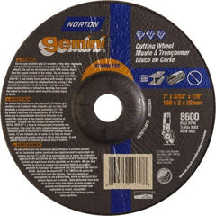 Norton - 36 Grit, 7" Wheel Diam, 3/32" Wheel Thickness, 7/8" Arbor Hole, Type 27 Depressed Center Wheel - Aluminum Oxide - Apex Tool & Supply