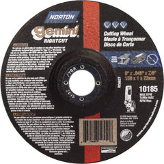 Norton - 46 Grit, 6" Wheel Diam, 7/8" Arbor Hole, Type 27 Depressed Center Wheel - Aluminum Oxide - Apex Tool & Supply