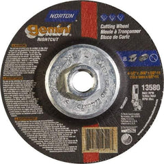 Norton - 46 Grit, 4-1/2" Wheel Diam, Type 27 Depressed Center Wheel - Aluminum Oxide - Apex Tool & Supply