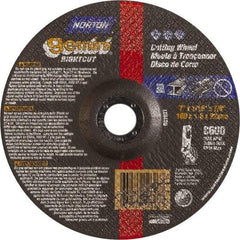 Norton - 46 Grit, 7" Wheel Diam, 7/8" Arbor Hole, Type 27 Depressed Center Wheel - Aluminum Oxide - Apex Tool & Supply