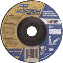 Norton - 24 Grit, 4" Wheel Diam, 1/8" Wheel Thickness, 3/8" Arbor Hole, Type 27 Depressed Center Wheel - Ceramic, 15,280 Max RPM - Apex Tool & Supply
