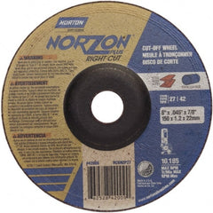Norton - 46 Grit, 6" Wheel Diam, 7/8" Arbor Hole, Type 27 Depressed Center Wheel - Apex Tool & Supply