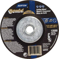 Norton - 36 Grit, 4-1/2" Wheel Diam, 3/32" Wheel Thickness, Type 27 Depressed Center Wheel - Aluminum Oxide - Apex Tool & Supply