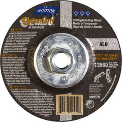 Norton - 24 Grit, 4-1/2" Wheel Diam, 1/8" Wheel Thickness, Type 27 Depressed Center Wheel - Aluminum Oxide, 13,580 Max RPM - Apex Tool & Supply