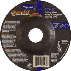 Norton - 36 Grit, 5" Wheel Diam, 3/32" Wheel Thickness, 7/8" Arbor Hole, Type 27 Depressed Center Wheel - Aluminum Oxide - Apex Tool & Supply