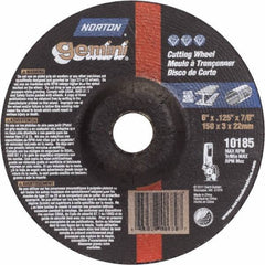 Norton - 36 Grit, 6" Wheel Diam, 1/8" Wheel Thickness, 7/8" Arbor Hole, Type 27 Depressed Center Wheel - Aluminum Oxide - Apex Tool & Supply
