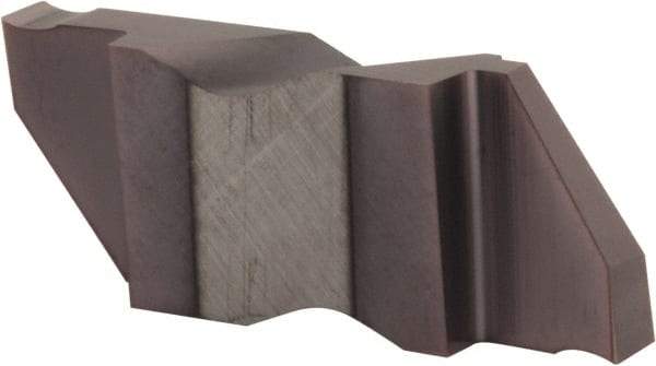 Hertel - 078IG Grade HC225, 1.98mm Cutting Width Carbide Grooving Insert - 0.12" Max Depth of Cut, Left Hand, .005 to .010" Corner Radius, TiAlN Finish - Apex Tool & Supply