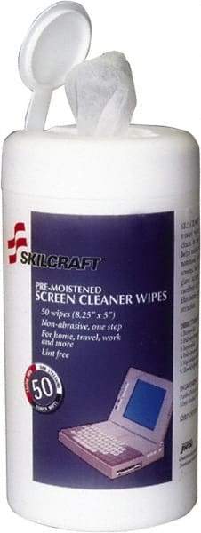 Ability One - Pre-Moistened Screen Cleaning Wipes - Center Pull, 7" x 5" Sheet Size, White - Apex Tool & Supply