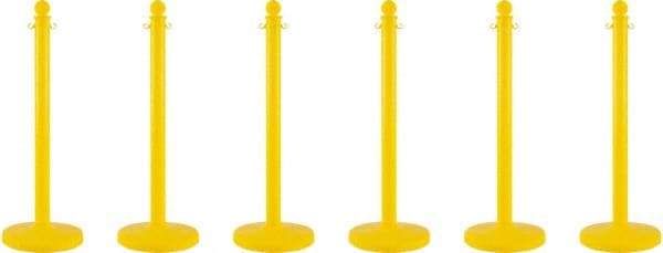 PRO-SAFE - 40" High, 2-1/2" Pole Diam, Warning Post - 14" Base Diam, Round Plastic Base, Yellow Plastic Post, For Outdoor Use - Apex Tool & Supply