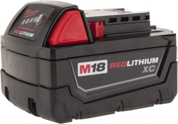Milwaukee Tool - 18 Volt Lithium-Ion Power Tool Battery - 4 Ahr Capacity, 1-1/2 hr Charge Time, Series M18 XC RED - Apex Tool & Supply