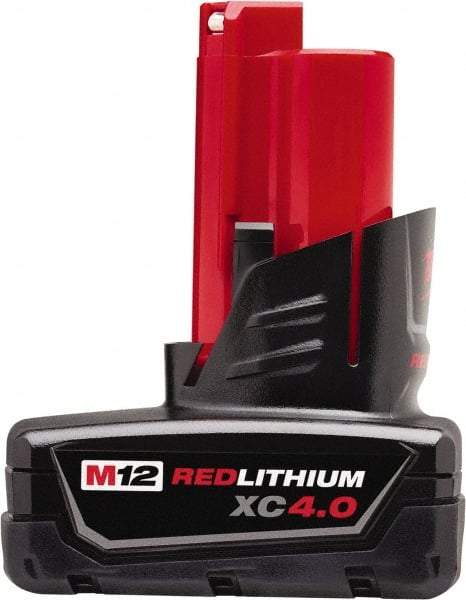 Milwaukee Tool - 12 Volt Lithium-Ion Power Tool Battery - 4 Ahr Capacity, 1-1/2 hr Charge Time, Series M12 XC RED - Apex Tool & Supply