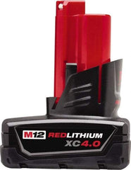 Milwaukee Tool - 12 Volt Lithium-Ion Power Tool Battery - 4 Ahr Capacity, 1-1/2 hr Charge Time, Series M12 XC RED - Apex Tool & Supply