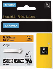 Dymo - 216" Long, Black on Orange Label Printer Cartridge - For DYMO Brand Labeling Equipment Designed for "D1" Tapes (Check Width Compatibility), RHINO 4200, 5200, 6000, 6500, 5000 - Apex Tool & Supply