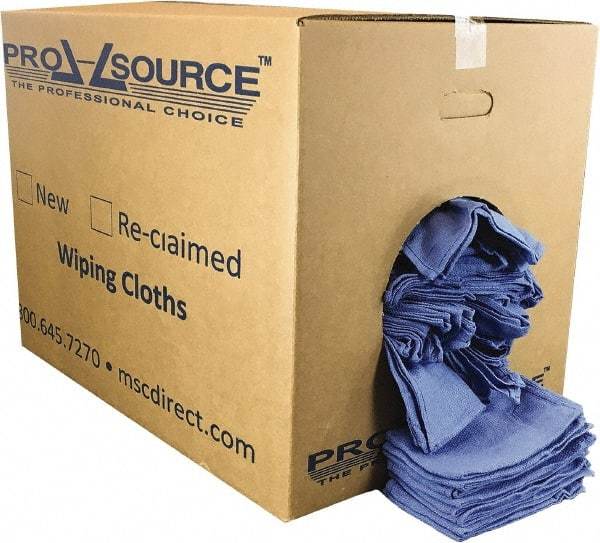 PRO-SOURCE - 25 Inch Long x 16 Inch Wide Virgin Cotton Rags - Blue, Huck, Lint Free, 50 Lbs. at 5 to 7 per Pound, Box - Apex Tool & Supply