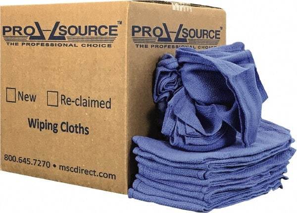 PRO-SOURCE - 25 Inch Long x 16 Inch Wide Virgin Cotton Rags - Blue, Denim, Lint Free, 5 Lbs. at 5 to 7 per Pound, Box - Apex Tool & Supply
