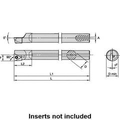 Kennametal - 16mm Min Bore Diam, 183.17mm OAL, 12mm Shank Diam, L-STFP Indexable Boring Bar - 24.35mm Max Bore Depth, TP.. 110204 Insert, Screw Holding Method - Apex Tool & Supply