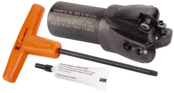 Kennametal - 2" Cutting Diam, 1-1/4" Shank Diam, 2" Max Depth of Cut, Straight Shank Indexable Copy End Mill - 3 Inserts, RCG. 64.. Insert, BMD Toolholder - Apex Tool & Supply