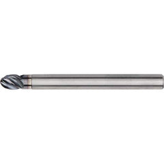 Kennametal - 10mm Diam, 10mm LOC, 4 Flute Solid Carbide Ball End Mill - AlTiN Finish, Single End, 121mm OAL, 10mm Shank Diam, Spiral Flute - Apex Tool & Supply