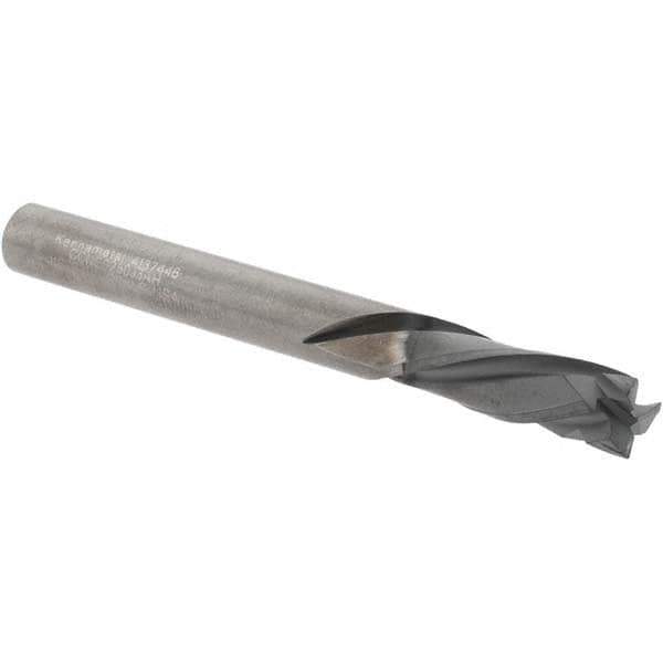 Kennametal - 1/4" Cutting Diam x 3/4" Length of Cut, 3 Flute, Compression Spiral Router Bit - Diamond Coated, Right Hand Cut, Solid Carbide, 2-1/2" OAL x 1/4" Shank Diam, Double Edge, 25° Helix Angle - Apex Tool & Supply