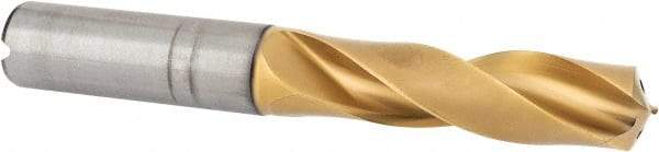 Kennametal - 15.5mm 135° Spiral Flute Solid Carbide Screw Machine Drill Bit - Multilayer TiCN Finish, Right Hand Cut, 65mm Flute Length, 115mm OAL, Standard Point, Straight Shank, Through Coolant - Apex Tool & Supply