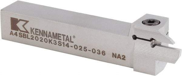 Kennametal - A4SB, External, Left Hand, 12mm Max Depth of Cut, 2mm Min Groove Width, Indexable Grooving Tool Holder - A4G0200M2SP02B Insert Compatibility, 20mm Shank Height, 20mm Shank Width, 125.3mm OAL - Apex Tool & Supply