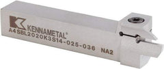 Kennametal - A4SB, External, Left Hand, 12mm Max Depth of Cut, 2mm Min Groove Width, Indexable Grooving Tool Holder - A4G0200M2SP02B Insert Compatibility, 20mm Shank Height, 20mm Shank Width, 125.3mm OAL - Apex Tool & Supply