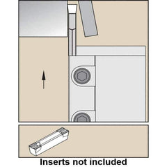 Kennametal - External Thread, 0.5512" Max Depth of Cut, 2mm Min Groove Width, 150mm OAL, Left Hand Indexable Grooving Cutoff Toolholder - 25mm Shank Height x 25mm Shank Width, A4G0200M02P02B Insert Style, A4SM Toolholder Style, Series A4 - Apex Tool & Supply