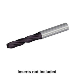 Kennametal - 18.5mm 140° Spiral Flute Solid Carbide Screw Machine Drill Bit - TiAlN Finish, Right Hand Cut, 79mm Flute Length, 131mm OAL, Straight Shank, Through Coolant - Apex Tool & Supply