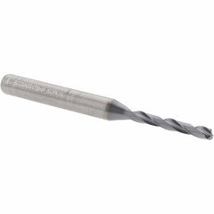 Kennametal - 1/8" 135° Solid Carbide Jobber Drill - Multilayer TiAlN Finish, Right Hand Cut, Spiral Flute, Straight Shank, 66mm OAL, Standard Point - Apex Tool & Supply