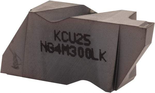 Kennametal - 4M300NG K Grade KCU25, 3mm Cutting Width Carbide Grooving Insert - 3.81mm Max Depth of Cut, Left Hand, 0.19mm Corner Radius, AlTiN Finish - Apex Tool & Supply